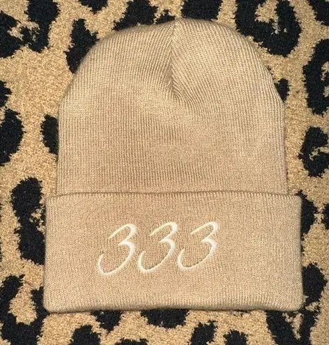 Angel Numbers 333 Tan Beanie
