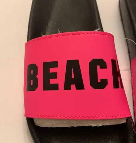 PINK - Victoria's Secret Victoria’s Secret Pink Neon Graphic Pink BEACH PLEASE Slides.