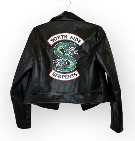 Riverdale South Side Serpents Faux Leather Moto Jacket Cropped Biker S/M