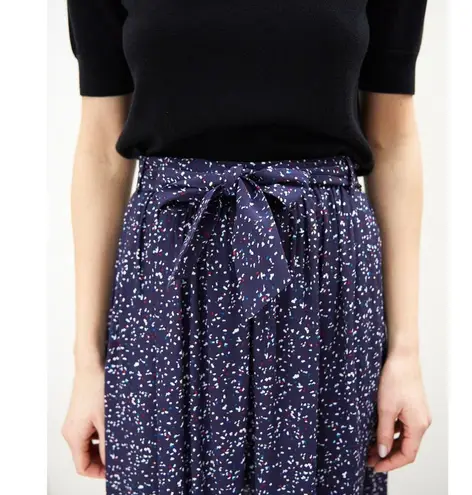 Comptoir Des Cotonniers Navy Blue Confetti Print Bow Waist Flowy Skirt womens S