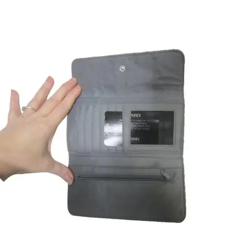 Mundi Gray Crocheted Tri Folded Snap Close Wallet