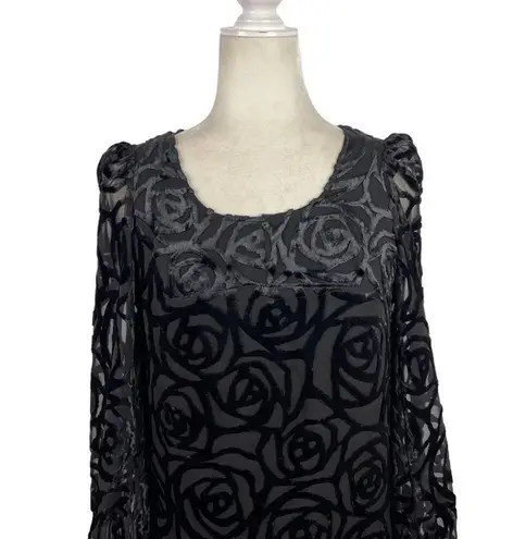 Junya Watanabe Comme des Garcons Black Long Sleeve Burnout Velvet Overlay Dress