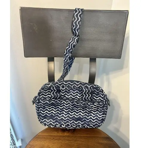 Lug Carousel Waves Navy Blue Crossbody Or Belt Bag Nautical Quilted Travel RFID