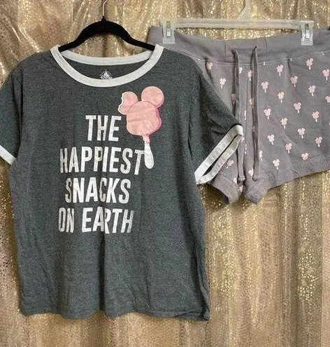 Disney  Gray Pink Happiest Snacks on Earth Ice Cream Size XL/L Shirt & Short Set