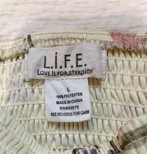 Square neck floral print sweet coquette sheer long sleeve top Pink Size L