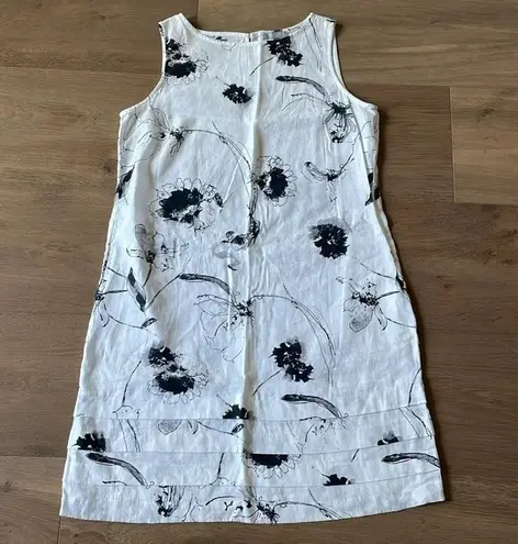 Habitat Linen Sketched Floral Pocket Dress White Size Small