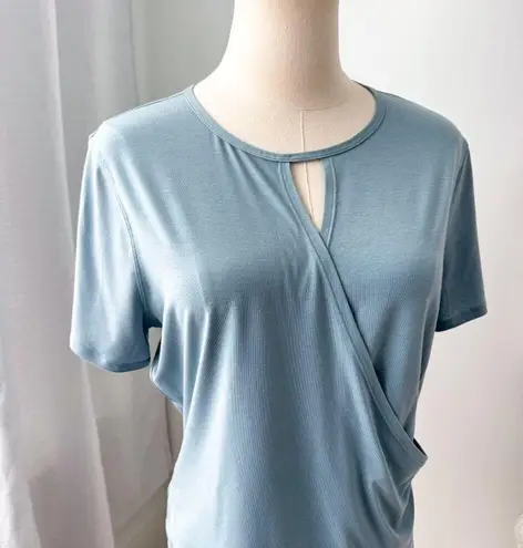 Lululemon  Round Trip Short Sleeve Blue Cast Faux Wrap T-Shirt Women’s Size 4