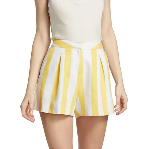 L'Agence L’Agence Vittoria Linen Blend Shorts, Yellow & White Stripes Size 2 New w/Tag