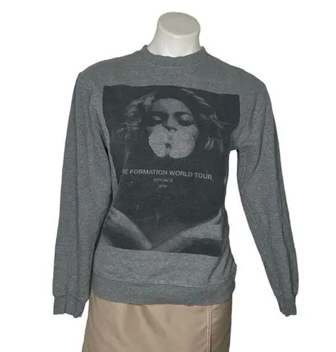 BEYONCÉ Sweatshirt The Formation Tour 2016 Grey Crew Black Graphic Size Small Gray