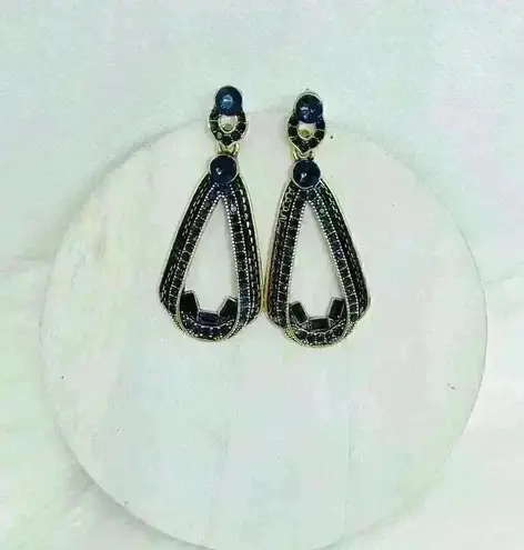 Water drop Retro Statement Earrings in Golden Blue