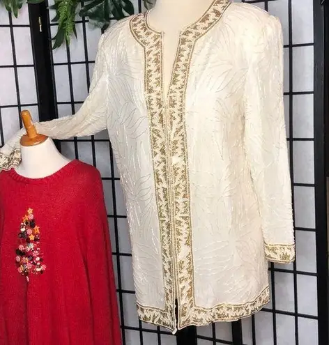 Vintage Brilliante By J.A beaded and pearl Blazer White Size undefined