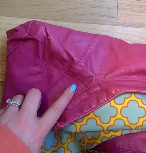 Black Rivet Faux Leather Pink Jacket