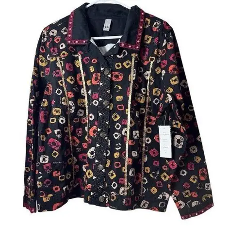 Thomas & Olivia Women's XL Multicolor Embroidered Fall Jacket Red