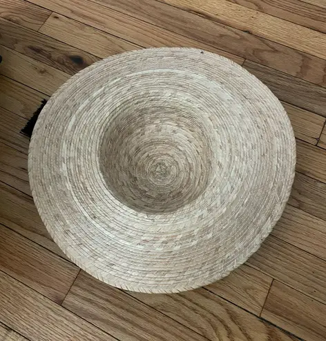 Hat summer vacation beach natural straw raffia round tie neutral prairie rustic handmade Coastal Cottage Western Tan