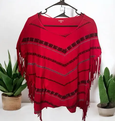 Ruff Hewn Red V-Neck Fringed Sweater top sleeveless 1X
