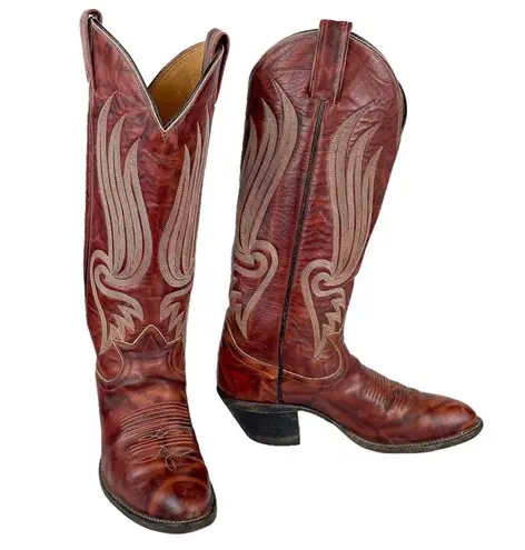Tony Lama Gold Label Womens Western Cowgirl Boots Red Leather Sz 5 B