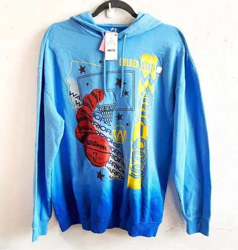 Nba  Sweatshirt Golden State Warriors Oversized Graphic Hoodie Ombre Blue L NWT