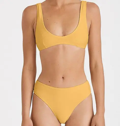 Zulu & zephyr yellow cream signature skimpy ribbed high waisted swim suit Size M - Image 16