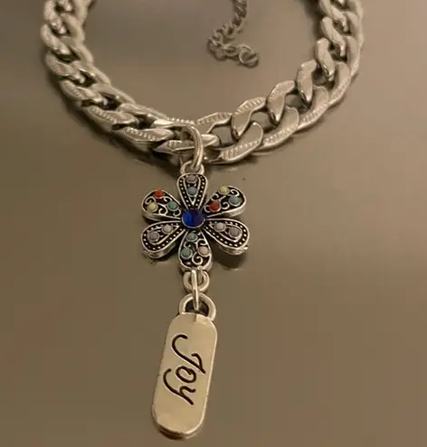 Handmade Joy Engraved Floral Charm Bracelet