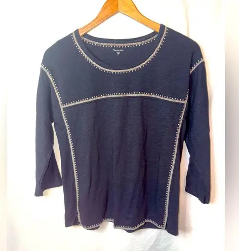 Garnet Hill Monroe Organic-Linen Jersey Knit 3/4 Sleeve Size Small Top