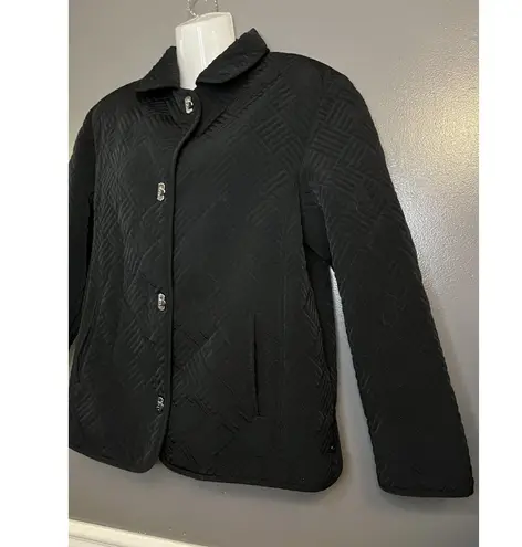 Gallery  Jacket Womens Small Black Quilted Insulated Button Front Pockets Lined - Image 3
