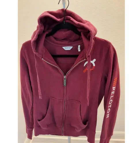 Peloton Official (2021) Fleece Full Zip Hoodie Burgundy w/ Logo Size S
