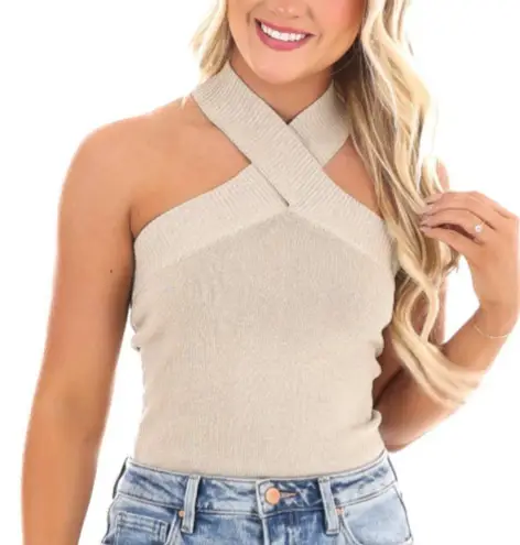 Heatherly Size M Olive Green Sleeveless V