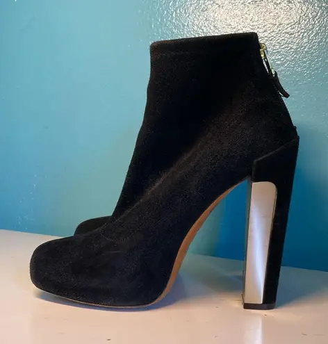 Brian Atwood  Black Suede Heeled Ankle Boots Size 7.5