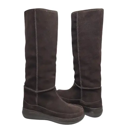 Rocket Dog Toggle Tall Boots Faux Fur Lined Lightweight Suede Brown Size 10