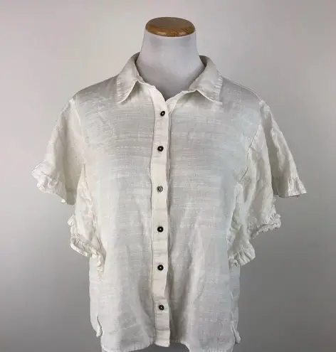 Universal Threads Universal Thread M White Ruffle Sleeve Button Down