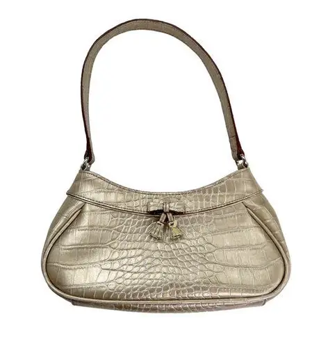 Liz Claiborne Y2k Vintage  Gold Leather Baguette Bag Mini Bag