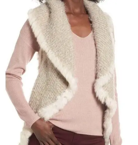 Love Token - Genuine Rabbit Fur Trim Vest - Size Small -beige - MSRP $169