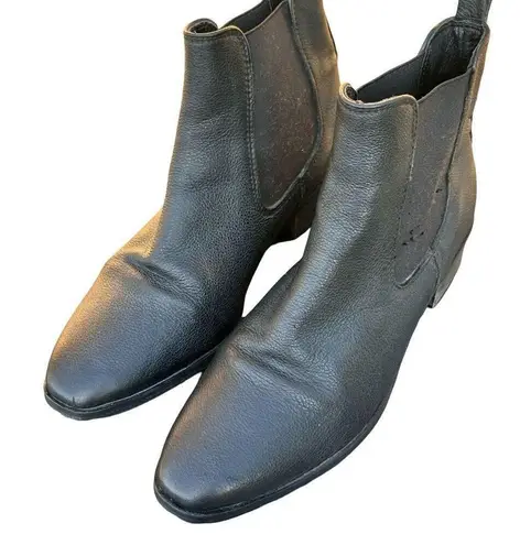 Frank & Oak Black Leather Slip On Chelsea Ankle Boots Booties Women size 8