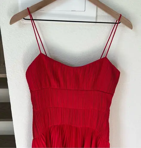 AMUR Cherry Drop Waist Midi Dress in Red Size 4