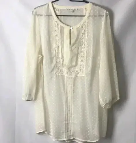Daniel Rainn WO SZ 1X CREAM SWISS DOT SHEER TOP