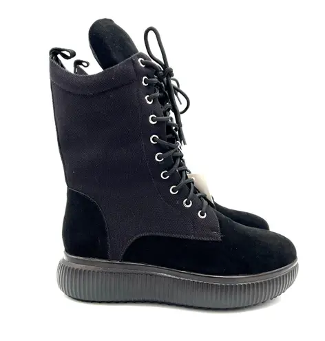 Genuine Leather Suede Fur Boots Ankle Booties Zipper Booties Slipon Boots Combat Boots Black Size 6