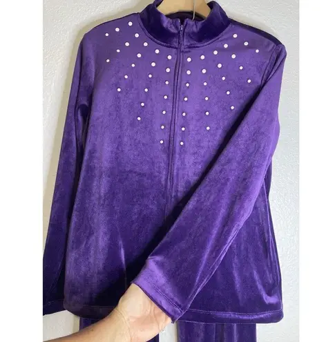 Rebecca Malone Women’s Small 2 Piece Track Running Suit Purple Velvet Full Zip