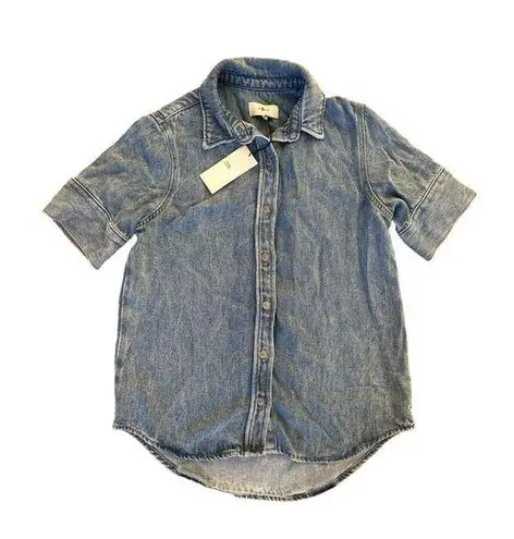 7 For All Mankind  - Short Sleeve Denim Shirt in Blue