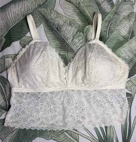 Aerie  Cream Lace Triangle Wireless Longline Bralette Bra Size XXL - Image 1
