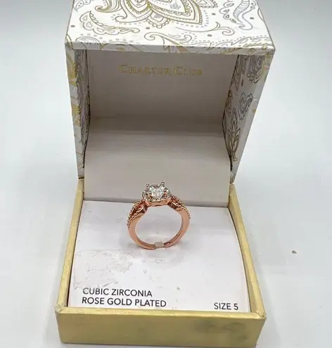 Charter Club Halo Open Ring in Rose Gold-Tone Size 5 MSRP $30 NWT