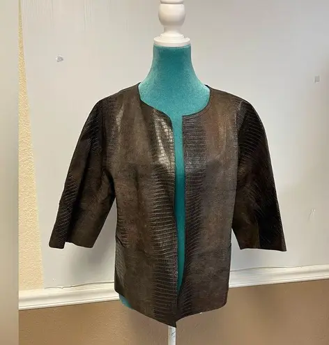 Lafayette 148 NYC Snake Print Leather Blazer – Size 10