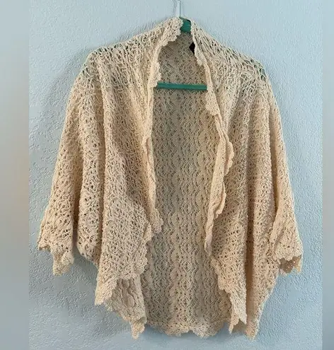 100% Cotton Crotchet open front Cardigan Sweater Size XS