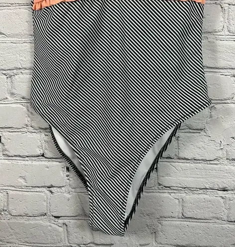 Beachsissi One-Piece Swimsuit Peach Ruffled Black & White Stripes S (4-6) NWT