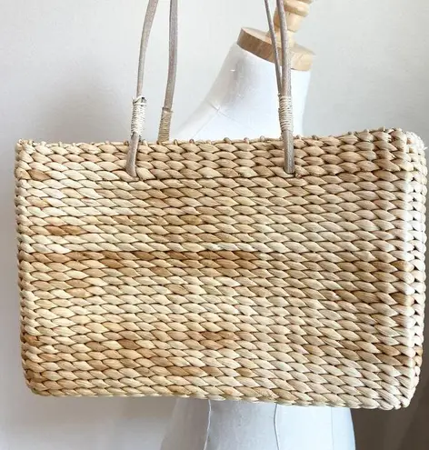 Vintage Y2K Braided Straw Fruit Bag Picnic Summer Boho Cottagecore Peasant Yellow