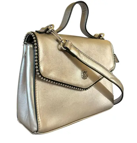 Christian LaCroix CXL Silver Faux Leather Bead Trim Top Handle Crossbody Handbag