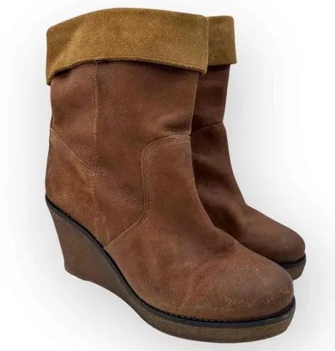 KOAH Brown Leather Ankle Boots Rubber Sole Tread Pattern Casual Style Size 39 Tan