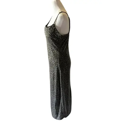 Planet Gold Black Shimmering Metallic Slip Dress Size L