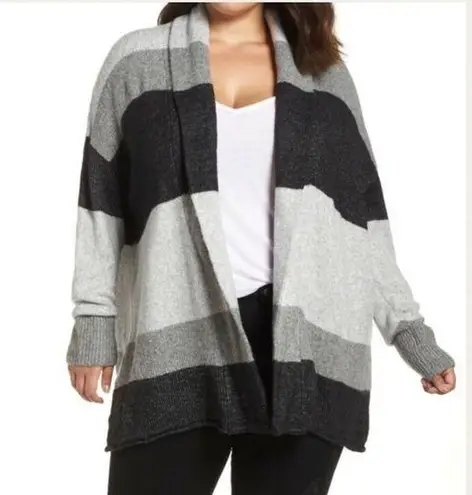 Caslon Monochrome Color Block Open Shawl Collar Sweater
