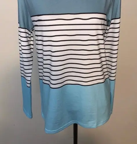 Exclusive heart white with blue stripes long sleeve shirt Medium