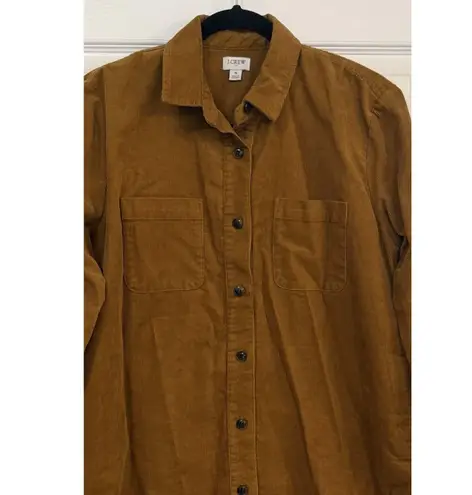 J Crew Corduroy Shirt Jacket Sz Small Golden Brandy Chore Coat Preppy Bonfire Brown